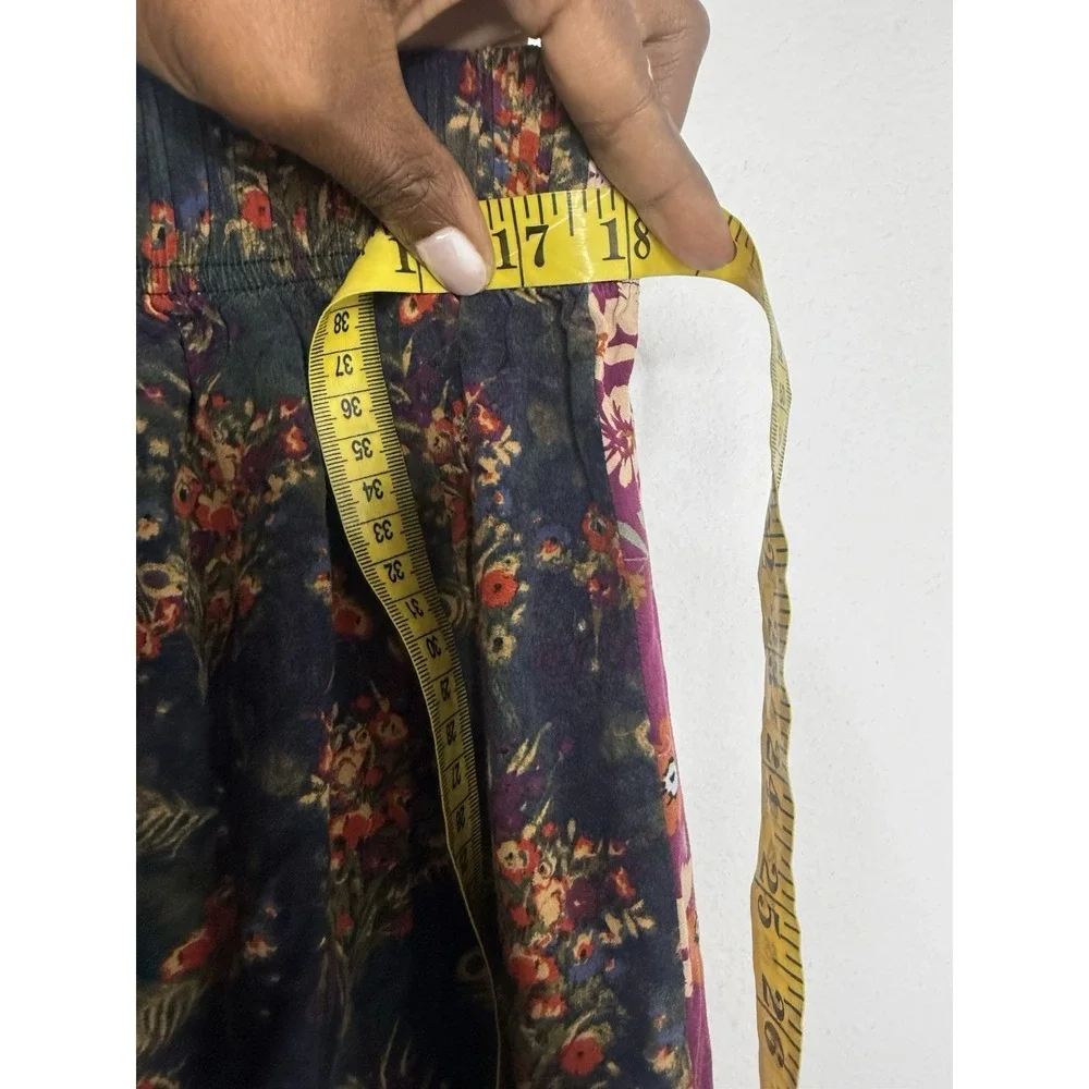 Natural Life Mixed Print Floral Patchwork Wide Leg Pants Womens Small Bohemian